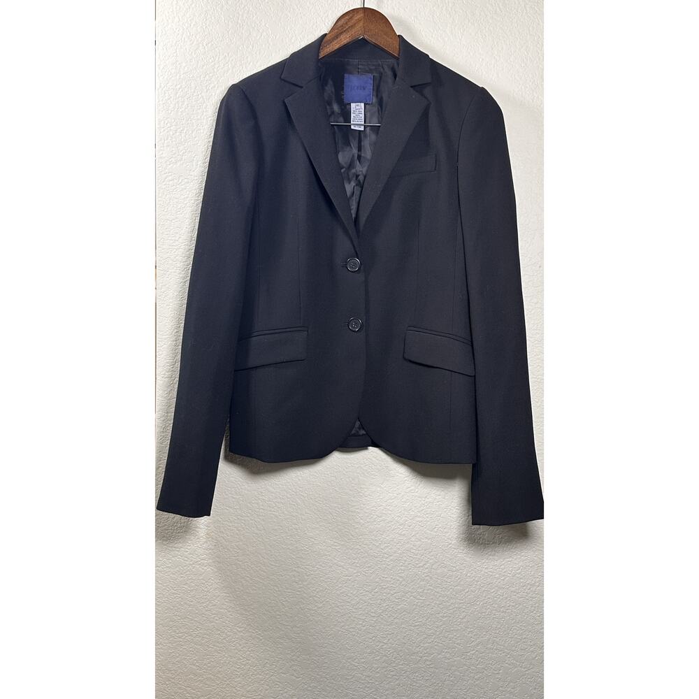 J.Crew Women's Blazer 6T Black Tall Wool Fitted Two Button